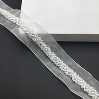Ruban en organza tressé avec perles 3D et fil métallique, idéal pour la confection de vêtements de mariée, la décoration intérieure et les cadeaux (vente en gros)