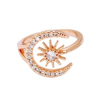 Bagues tendance tendance en or 18K Gemnel argent 925 avec décoration soleil et lune