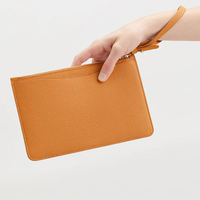 Pochette en cuir PU de haute qualité pour femme, portefeuille à poignet en cuir avec fermeture éclair dorée