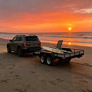 <span class=keywords><strong>Remorque</strong></span> utilitaire à double essieu avec rails latéraux et boîte de rangement, <span class=keywords><strong>remorque</strong></span> à plateau noir thermolaqué pour le camping et le transport de VTT - Product Image 6