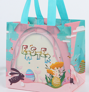 Wholesale Easter Non-Woven <b>Bags</b> - Eco-Reusable <b>Gift</b>/Shopping <b>Bags</b> Plaid/Egg/Bunny Prints - Product Image 6