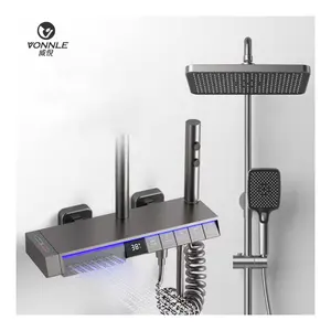 New Technology Intelligent Bathroom LED Digital Shower 5-mode Piano Key Bathroom Shower Set