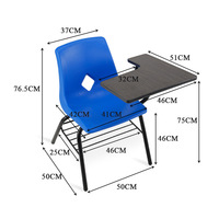 Chaise d'étudiant en plastique durable avec tablette d'écriture et panier en maille, empilable, pour la formation, l'école, la maison et le bureau - Vente en gros