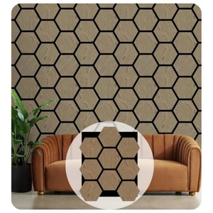 Paneles Acústicos Hexagonales de Nogal, Precio de Fábrica, MDF Akupanel, Revestimiento Decorativo, Aislante Acústico - Product Image 1