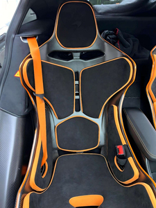 Siège baquet de course en fibre de carbone noir et suède orange pour amélioration intérieure de véhicule sportif, compatible McLaren 650S Spider - Product Image 6