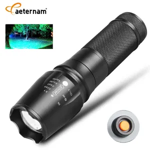 aeternam 500m reichweite T6 zoombar notfall tragbar wasserdicht wiederaufladbar usb led taktische taschenlampe licht taschenlampe