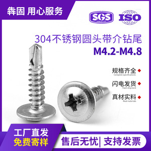 Vis autotaraudeuses à tête cylindrique en acier inoxydable 304, M4.2 M4.8, tête Phillips, pour tôles ondulées en métal - Product Image 5