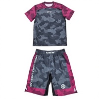 Ensemble 2 pièces de lutte personnalisé pour hommes adultes : T-shirts tricotés et shorts tissés, imprimé numérique, 100 % polyester 150 g/m², séchage rapide, coupe ample