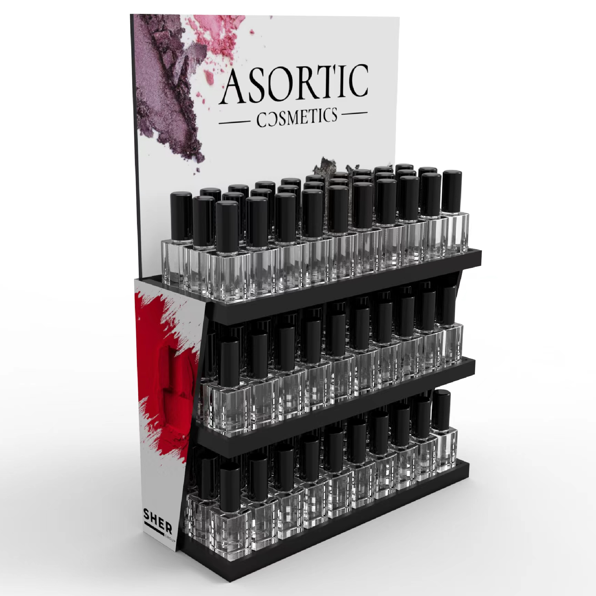The Wooden Nail Polish Display on the Table Is Suitable for the Wooden Display Rack of the Cosmetics Shop in the Mall — view 3
