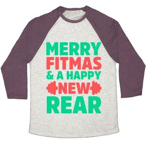 Merry Fitmas and a Happy New Rear Unisex Tri-Blend <b>Baseball</b> <b>Tee</b> - Product Image 2