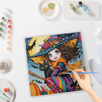 CHENISTORY Peinture par numéros DIY, motif Sorcière d'Halloween, pour adultes, cadeau DIY, peinture à la main sur toile