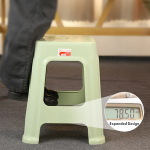 Pearl River Plastic <b>Stool</b> Wide <b>Seat</b> Modern Design Living Room Furniture Green Color Stacking Solid Back - Product Image 4