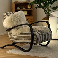 Fauteuil d'appoint Mid-Century French Cream Berk, fauteuil de loisirs design pour salon, chambre et balcon