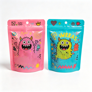 Sacs alimentaires refermables personnalisés en film polyester 3,5g avec fermeture éclair, anti-odeur, anti-ouverture enfant, motif holographique exotique, pour 100 gâteaux - Product Image 5