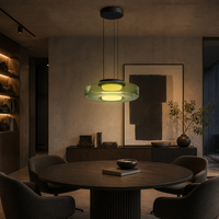 Suspension en verre d'art scandinave - Abat-jour en verre ambre/gris/vert fait à la main avec suspension réglable pour restaurants et cafés