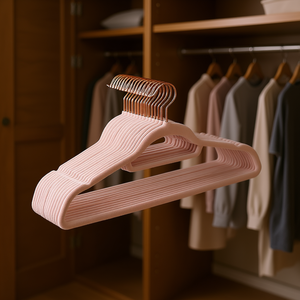 Confezione da 10 Appendiabiti in Velluto Oro Rosa, Antiscivolo con Spalle Dentellate, Gancio Cromato, Robusti per Armadio - Product Image 2