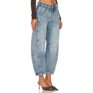 Jeans Baggy en Denim 100% Coton Lavé aux Enzymes pour Filles, Taille Haute, Coupe Ample, Jambe Large, pour Femmes - Vente en Gros - Product Image 2