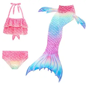 Niñas 3PCS Niños Mermaid Tail Bikini Traje de baño para nadar Traje de baño