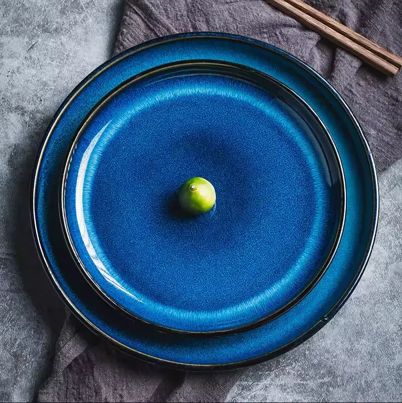 Современный японский стиль синий фарфор суши тарелка керамические Суши тарелки и обеденные блюда набор посуды для ресторана