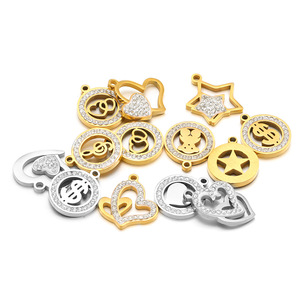Disponibile Ciondolo Elegante in Acciaio Inossidabile Placcato Oro Senza Piombo a Forma di Stella a Cinque Punte e Cuore Accessori per Gioielli Fai-da-Te - Product Image 5