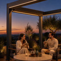 Auvent de toit automatique, abri solaire pour jardin et cour, pergola bioclimatique sans lamelles