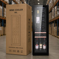 Enfriador de Vino de Temperatura Constante de 90L - Refrigerador de Vino con Sistema de Enfriamiento por Compresor Profesional y Antivibración