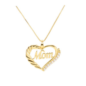 Collar de moda chapado en oro para mujer, regalo de cumpleaños, cristal, corazón, día de la madre - Product Image 1