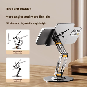 Support de téléphone de bureau en métal réglable, support de téléphone portable multifonctionnel rotatif pliable pour tableau de bord - Product Image 3