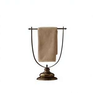 Mid Century Style Countertop Display Brass Towel Holder Easy Portable Non Slip Base Towel Stand Vintage Home Decor Items - Product Image 1