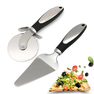 Juego de 2 Cortadores de Pizza y Espátula Triangular con Mango de TPR, Utensilio de Cocina de Grado Alimenticio para Pizza y Reposterí<span class=keywords><strong>a</strong></span> - Product Image 1