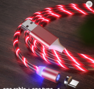 Chất lượng cao 3-in-1 LED Magnetic sạc nhanh cáp USB đồng nguyên chất cho điện thoại di động và máy tính nylon bện - Product Image 4
