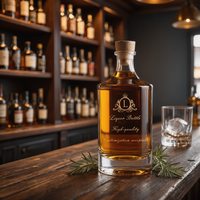 Luxe 500ml cilinderfles van superflintglas met kurkstop, glazen stop, heldere zware bodem, geschikt voor sterke drank, whisky, brandewijn, decanter, bulkverpakking