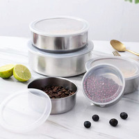 Lot de 5 boîtes de conservation alimentaire en acier inoxydable non poli de haute qualité, vente en gros, directement de l'usine