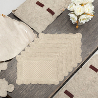 Ensemble de 6 sets de table matelassés en tissu 100% coton, 18x13 pouces, extra grands, lavables, doux et faciles à nettoyer, design rectangulaire