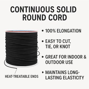 Cordon élastique rond en polyester de 3 mm avec âme en latex pour cordons de vêtements et lanières – Vente en gros - Product Image 5