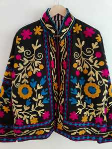 Chaqueta Suzani de Algodón Estilo Vintage, Bordado Boho Hecho a Mano, Ropa Exterior Informal y Festiva para Mujer, Bordado Uzbeko Étnico - Product Image 2