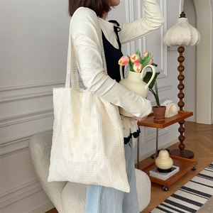 Estilo coreano INS moda <span class=keywords><strong>de</strong></span> verano Chaleco <span class=keywords><strong>de</strong></span> encaje <span class=keywords><strong>Shopper</strong></span> bolsa <span class=keywords><strong>de</strong></span> comestibles bordado Floral Daisy Fairy bolso <span class=keywords><strong>de</strong></span> hombro <span class=keywords><strong>de</strong></span> tul <span class=keywords><strong>de</strong></span> doble cara - Product Image 4
