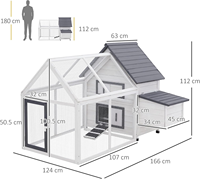 Hühnerstall mit Auslauf, Hölzernes Hühnerhaus, Nistkasten, Geflügelstall, Käfig für Kleintiere
