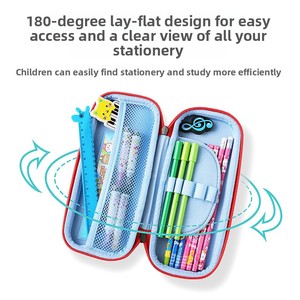 Astuccio per cancelleria per bambini, scuola primaria, classi 1-3, chiusura con cerniera, design animale, astuccio pratico di grande capacità, blu - Product Image 5