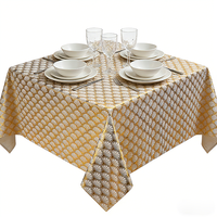Nappe de table en PVC doré à motif floral de luxe, 137 cm, imperméable et anti-taches, couleur et logo personnalisables pour usage domestique