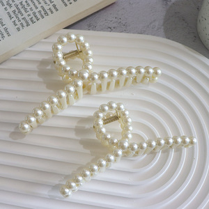 HONEY 12CM Jumbo Plastique Blanc Perles Ruban <span class=keywords><strong>Cheveux</strong></span> Griffes <span class=keywords><strong>XXL</strong></span> Twist Résine Pinces À <span class=keywords><strong>Cheveux</strong></span> Pour <span class=keywords><strong>Cheveux</strong></span> Épais Femmes Filles - Product Image 3