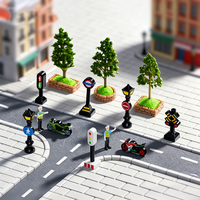 Escena de Tráfico en Miniatura, Señales de Tráfico de Resina, Farola, Semáforo, Figuras de Policías, Micropaisaje, Decoración de Maquetas de Edificios de Ciudad