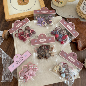 Mini-attaches pour cheveux à motif écossais en forme de cœur, élastiques pour queue de cheval pour enfants, accessoires mignons pour petites filles - Product Image 1