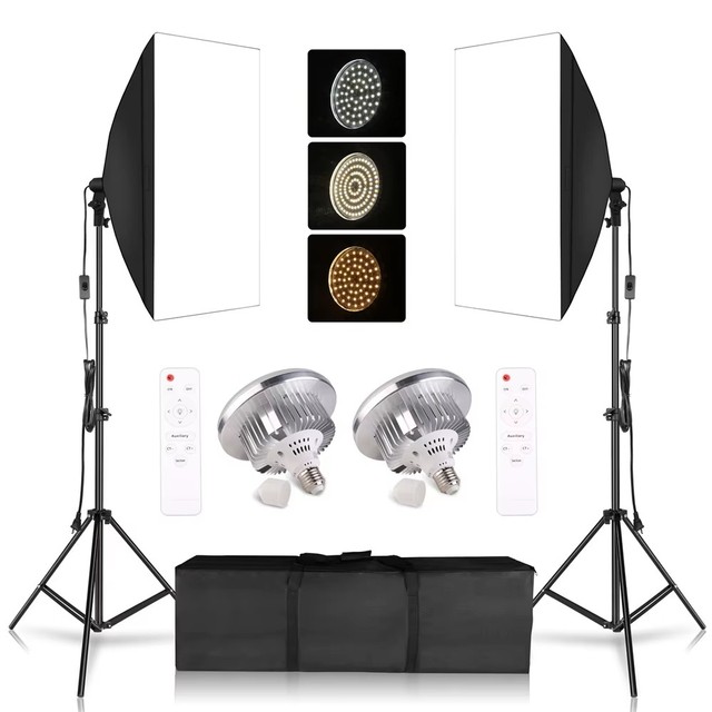 Photography Studio Lighting Kit Softbox Kit 50x70CM LED Round UFO Lamp Professional Continuous Light System for Photo Studio