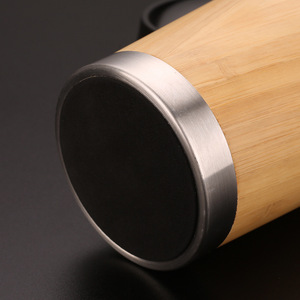 Custom Logo 500Ml Dubbele Wand Roestvrijstalen Waterfles Met Bamboe Deksel Vacuüm Geïsoleerde Thermosfles Voor Kampeerkantoor Gebruik - Product Image 3