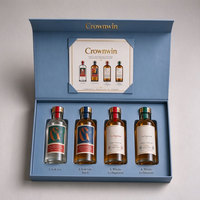 Boîte cadeau biodégradable, design personnalisé fait main, boîte en papier pour 4 bouteilles de vin, whisky, bière, avec doublure en éponge