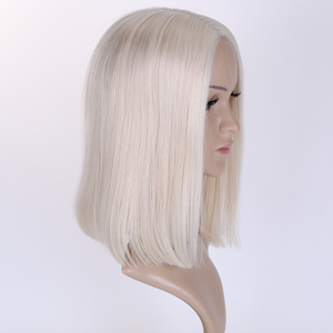 Perruques courtes bob pour femmes, cheveux européens Remy couleur <span class=keywords><strong>blonde</strong></span> blanche personnalisée, 5*5 Mono Top avec dentelle HD, double trame - Product Image 5