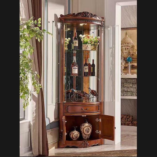 glass corner wine cabinet tv side storage rack modern luxury simple fashion new style solid wood for home living room bedroom