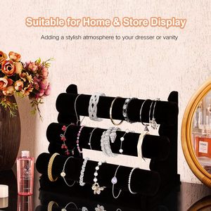 Expositor de Joyería de Terciopelo de Lujo Hecho a Mano, Soporte Personalizado para Pulseras, Brazaletes y Relojes con Accesorios para Pendientes y Otras Joyas - Product Image 6