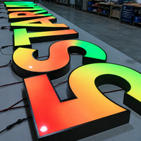 Enseigne publicitaire en acier inoxydable résistante aux intempéries avec logo 3D éclairé par LED RGB et lettres personnalisées pour les entreprises, étanche IP65